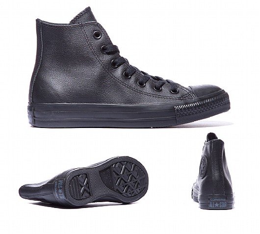 black leather converse trainers