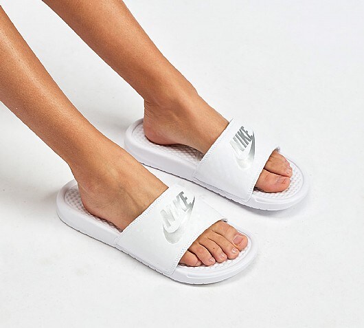 white nike slides