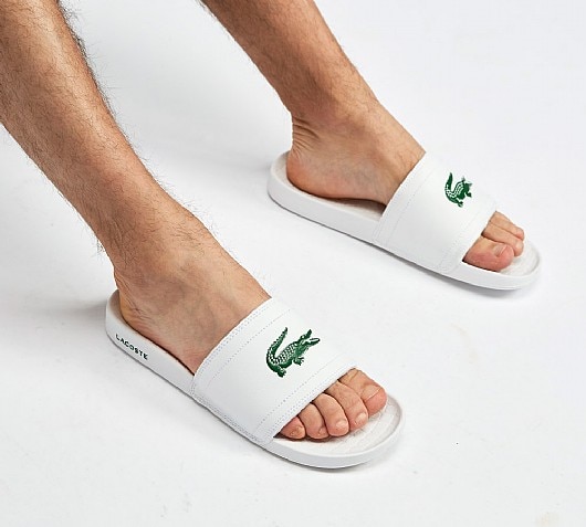 white lacoste sandals