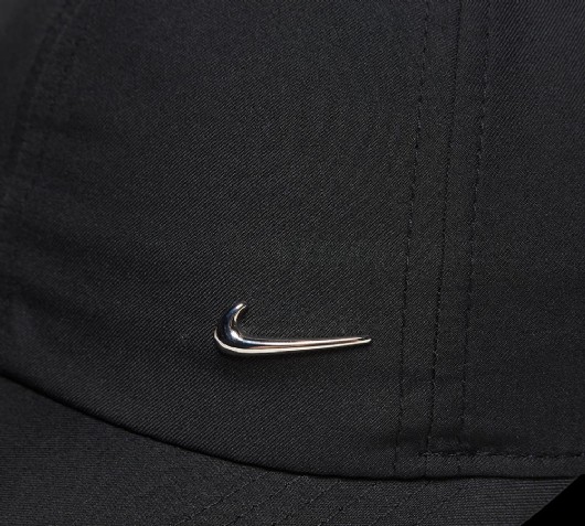 black nike hat with silver tick