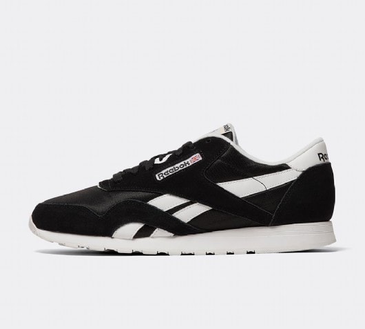 reebok classic nylon sneakers in black and white