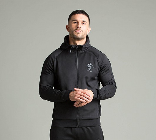 Gym King Taped Poly Hooded Top | Black | Footasylum