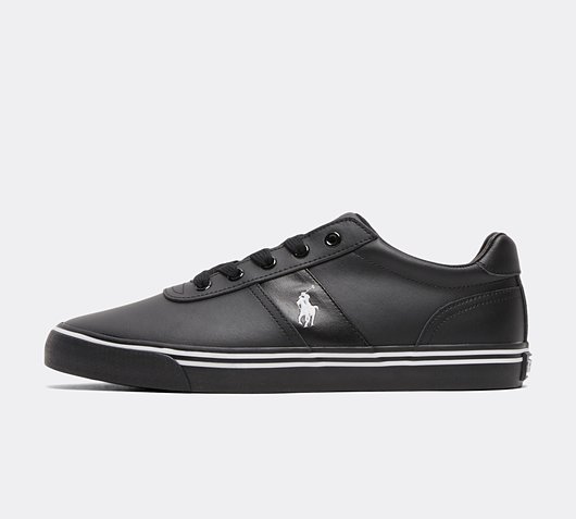 Polo Ralph Lauren Hanford Leather Trainer | Black / Black | Footasylum