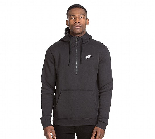 Nike Club Fleece Hooded Top | Black / White | Footasylum