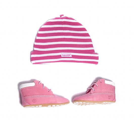 Timberland Crib Bootie And Hat Set Pink Pink Footasylum
