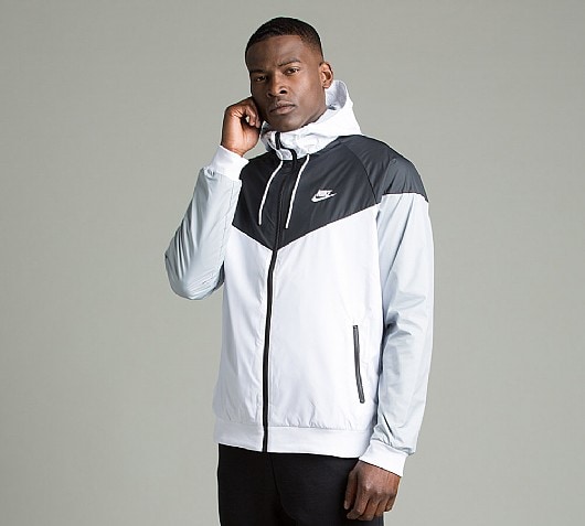 grey and white nike windbreaker