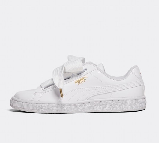 white puma basket heart trainers