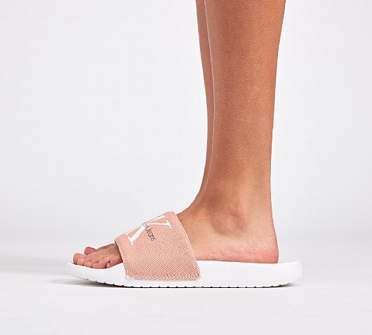 calvin klein sliders pink and white