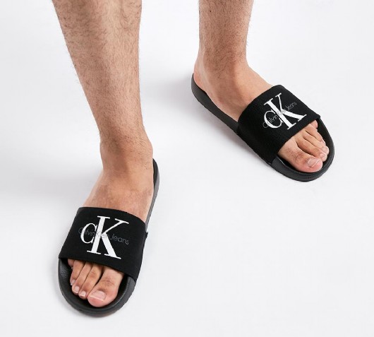 calvin klein viggo logo sliders in black