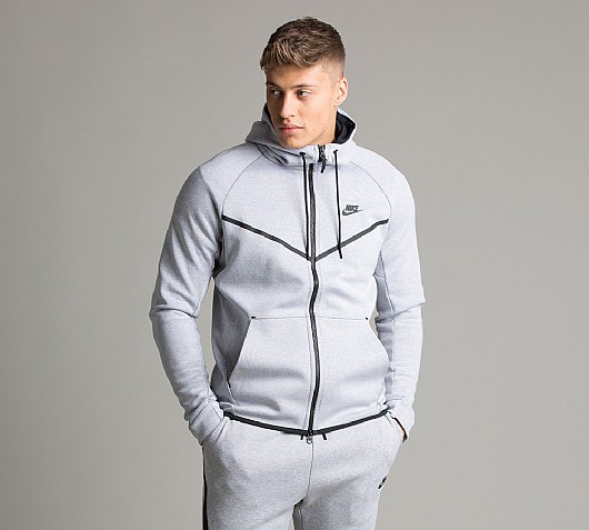 Nike Tech Fleece Windrunner Hooded Top | White Marl | Footasylum