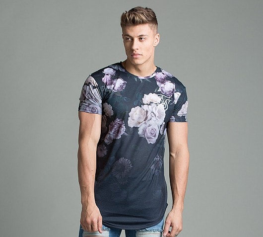 Sik Silk Garden Fade Curved Hem T-Shirt