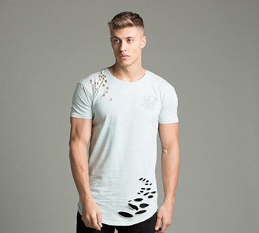 Sik Silk Distressed Curved Hem T-Shirt