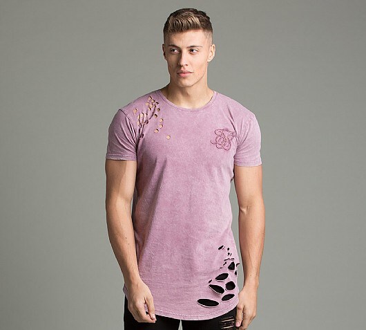 Sik Silk Distressed Curved Hem T-Shirt