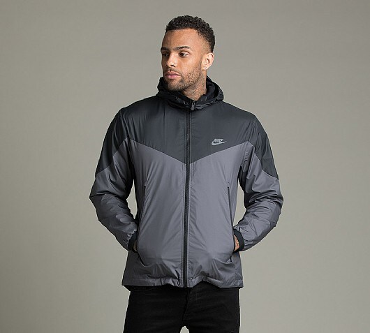 black and gray nike windbreaker