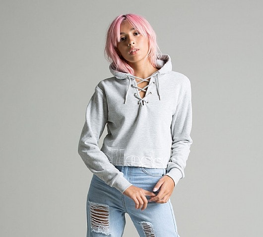 Ellesse Womens Nespola Lace Up Cropped Hooded Top