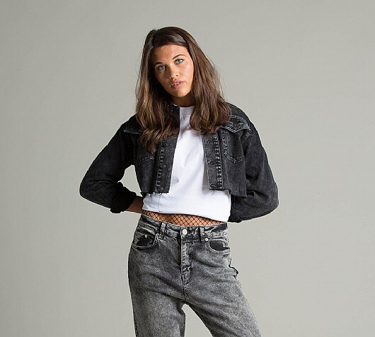 Sik Silk Womens Raw Edge Cropped Denim Jacket