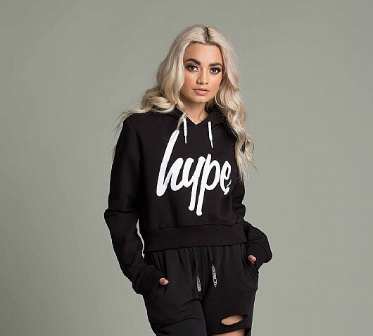Hype Womens Script Cropped Hooded Top
