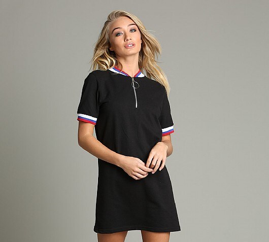 Daisy Street Womens Tape Zipped Collar Dress