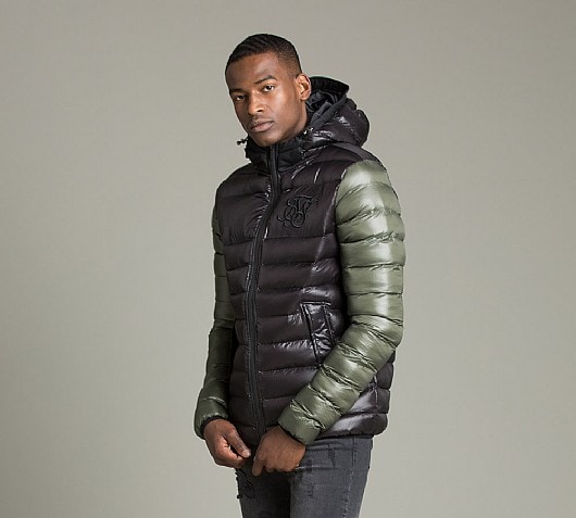 Sik Silk Bubble Contrast Jacket | Black / Khaki | Footasylum