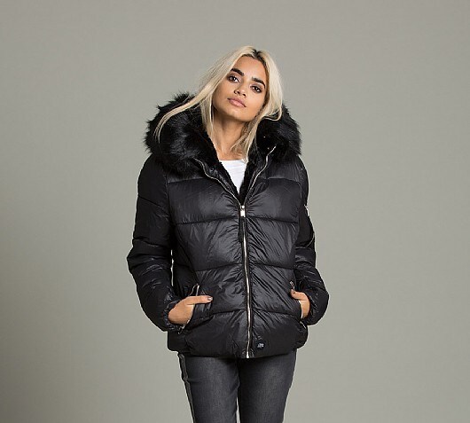 Sixth June Womens Faux Fur Nylon Hooded Jacket