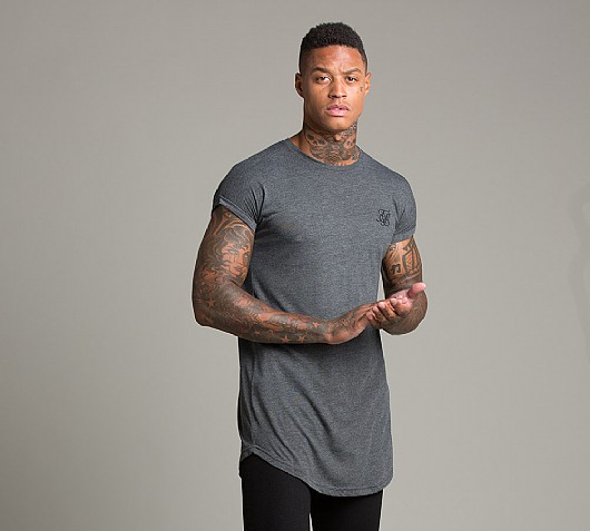 Sik Silk Curved Hem Rolled Sleeve T-Shirt