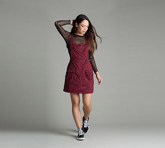 Glamorous Womens Pinafore Suede Dress