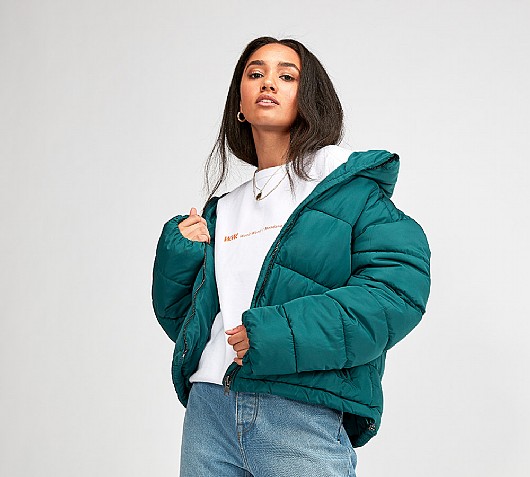 Glamorous Womens Cropped Puffer Jacket