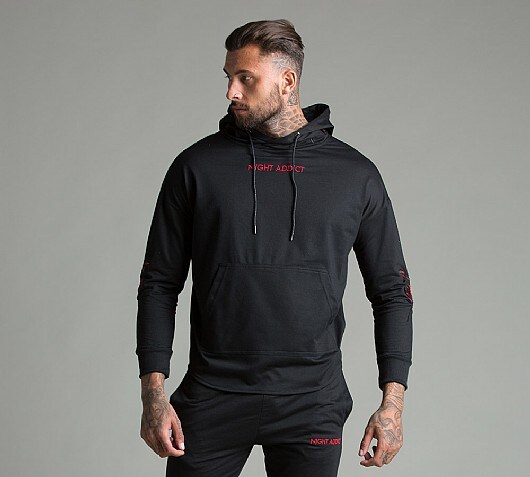 Night Addict Sonic Floral Embroidered Overhead Hooded Top