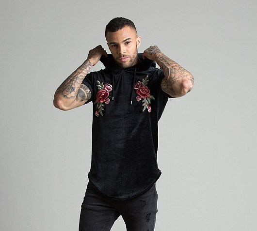 Project X Paris Applique Rose Velour Hooded Top