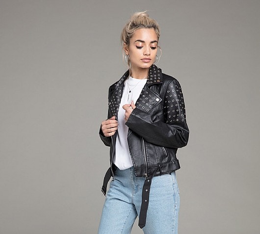 Brave Soul Womens Studded Biker Jacket