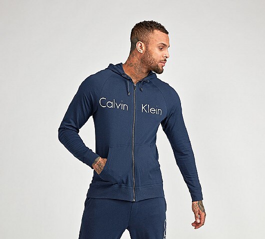 Calvin Klein Linear Logo Full Zip Hooded Top