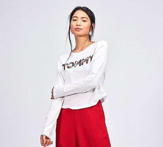 Tommy Hilfiger Womens Beryl Long Sleeved Cropped Top