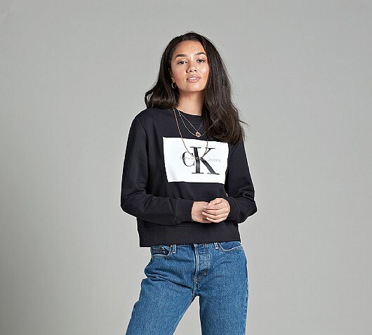 Calvin Klein Jeans True Icon Box Logo Cropped Sweatshirt