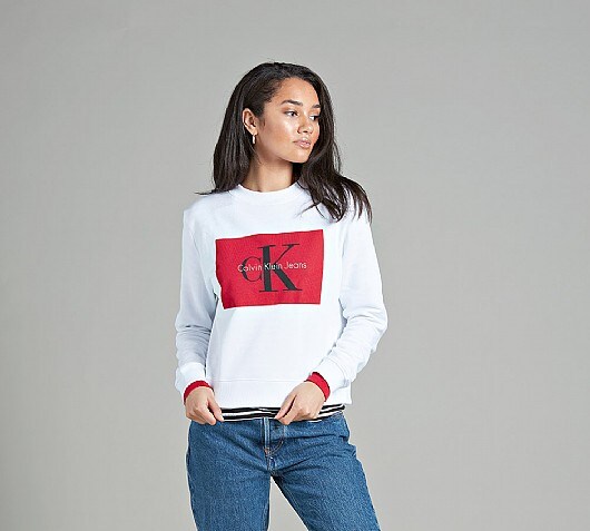 Calvin Klein Jeans True Icon Box Logo Cropped Sweatshirt
