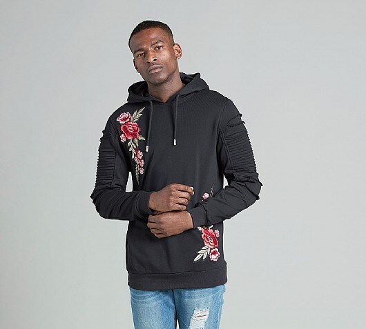 Condemned Nation Luxus Rose Applique Hooded Top