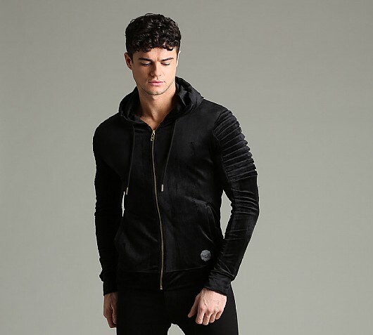 Project X Paris Velour Pintuck Full Zip Hooded Top