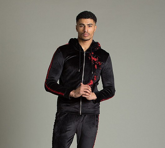 Project X Paris Velour Full Zip Applique Hooded Top