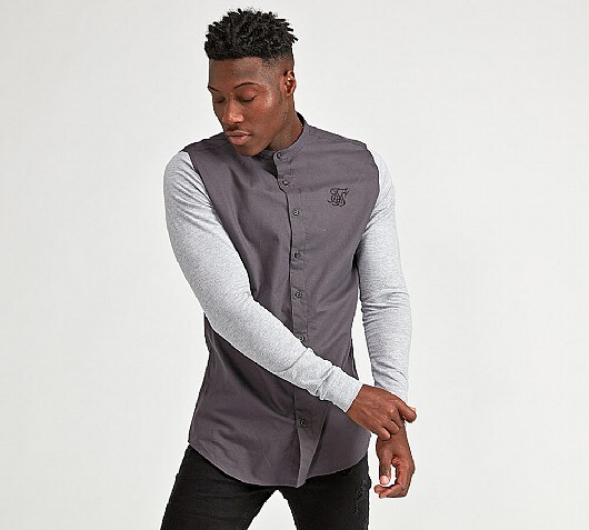 Sik Silk Grandad Collar Long Sleeve Shirt