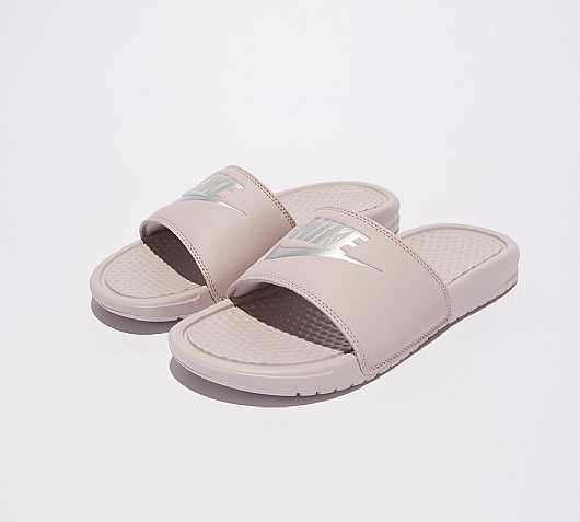 particle rose nike slides