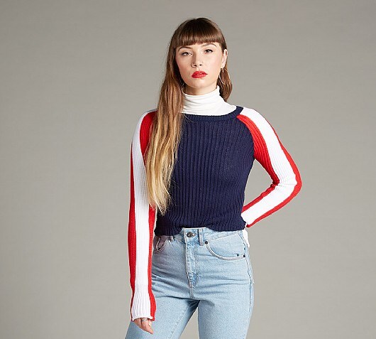 Daisy Street Womens Long Sleeve Knit Sweatshirt