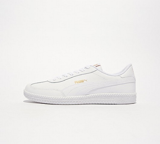 white puma leather trainers