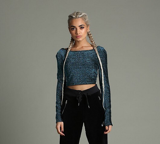 Glamorous Womens Long Sleeve Crop Top