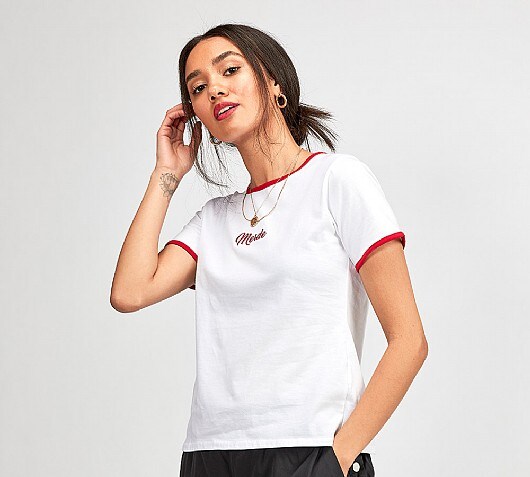 Daisy Street Womens Merde Ringer T-Shirt