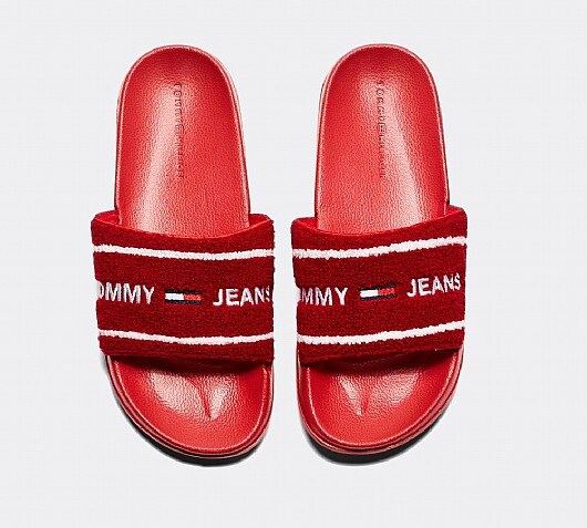 white tommy hilfiger slides