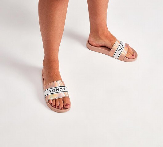 tommy hilfiger mirror slides women's