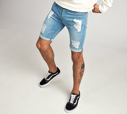 Apt Jeans Geno Ripped Skinny Short Light Wash Footasylum