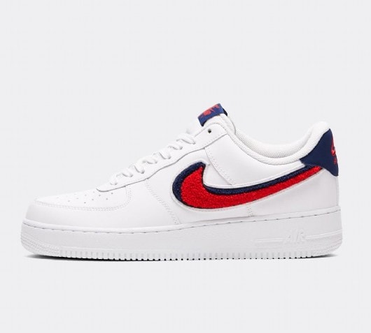 nike air force with red and blue tick