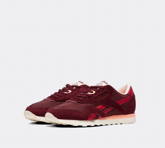 reebok classic burgundy nylon trainers