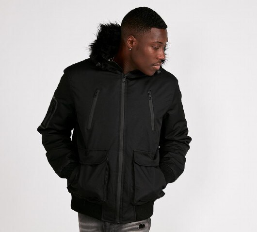 hooded fur bomber jacket