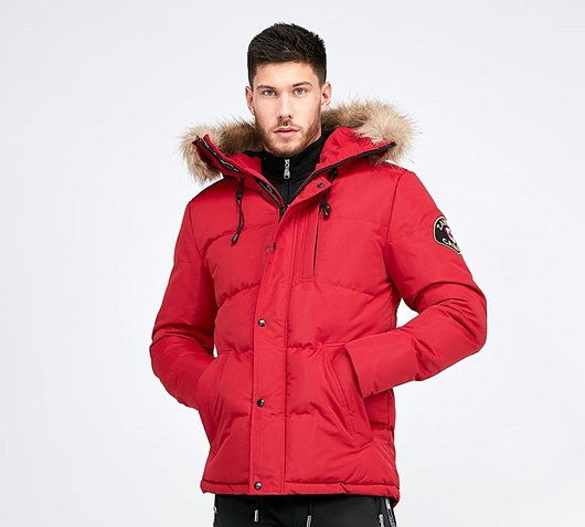 Zavetti Canada Oshawa Puffer Parka Jacket | Red / Black / Tan | Footasylum